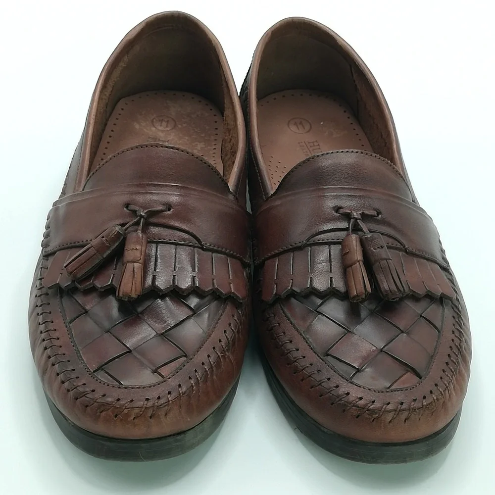 Hunter's Bay Shoes Mens Loafer Brown Leather Woven Tassel Slip‎ On 11